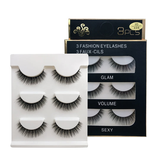 3 Pairs natural false eyelashes thick 3D mink soft long eyelash extension fake eyelash