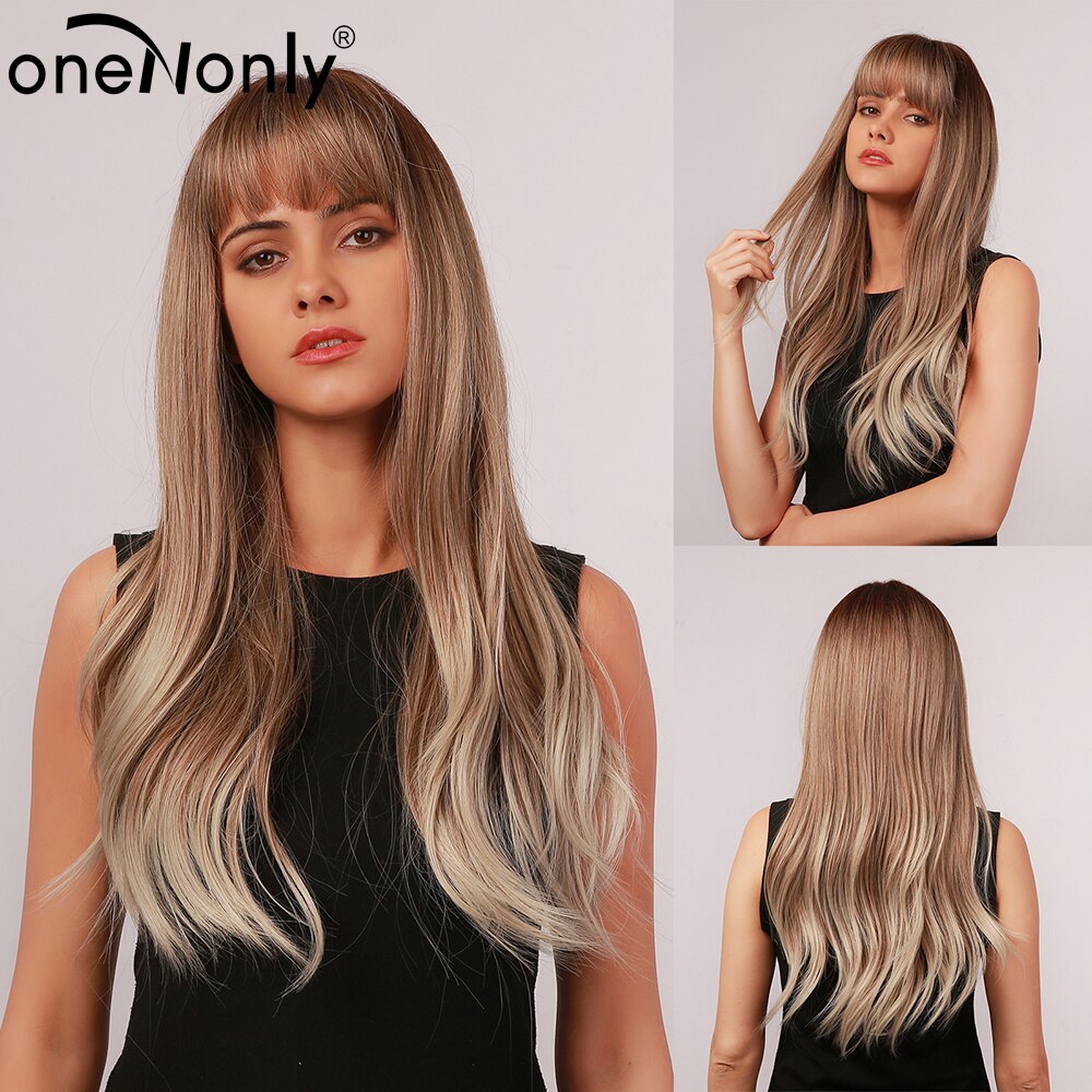 Orange Ginger Wig Female Long Wavy Women Wigs Natural Cosplay Lolita Daily Hair with Bangs Heat Resistant Fiber