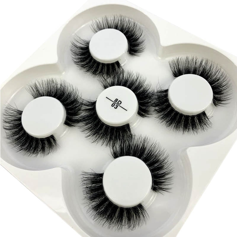 5 pairs Mink Eyelashes Clear Band Eye Lashes Crisscross Transparent Band False Eyelashes Handmade Dramatic Lashes Upper Lash