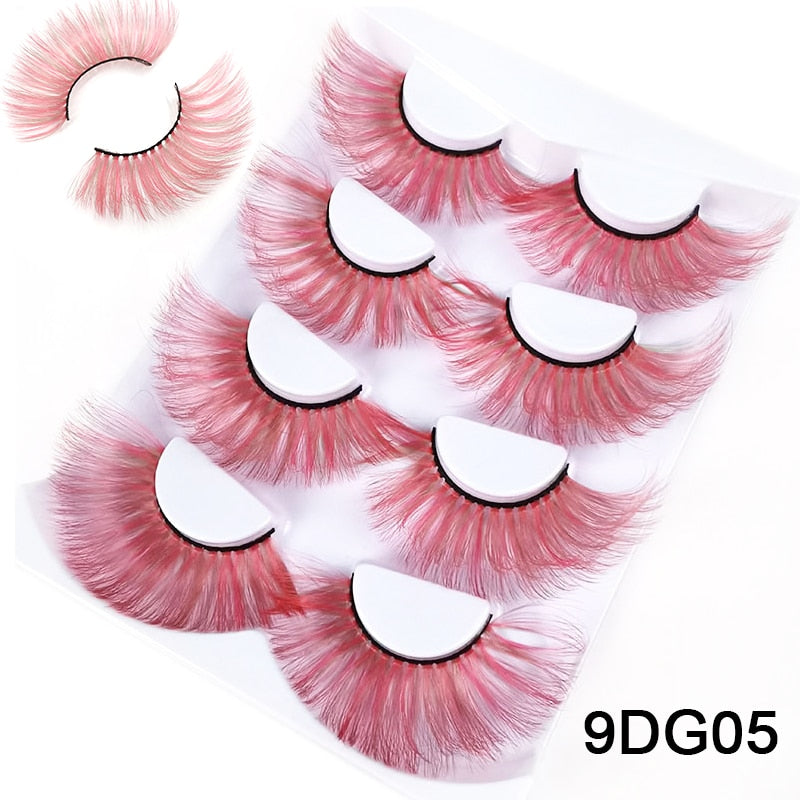 25mm 27mm Long Colorful Eyelashes Hot Pink Faux Mink Colored Lashes Cruelty Free Cosplay Halloween Cilias