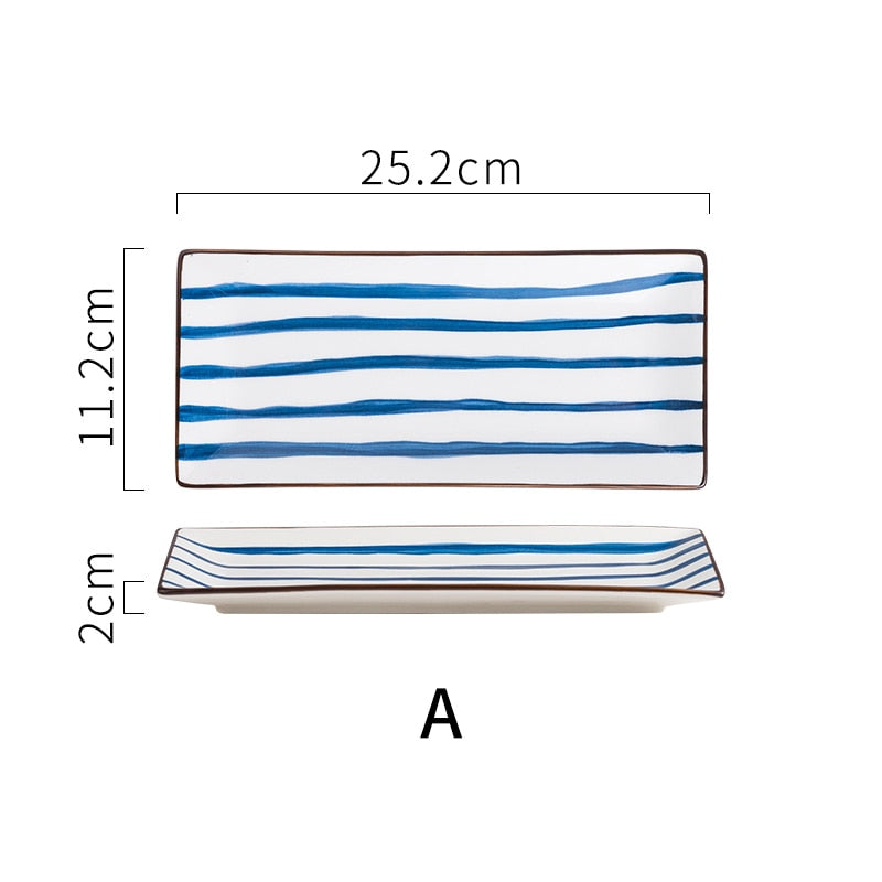 Rectangular Japanese Style Ceramic Dinner Plate Steak Dessert Sushi Porcelain Plates Dining Tableware Set