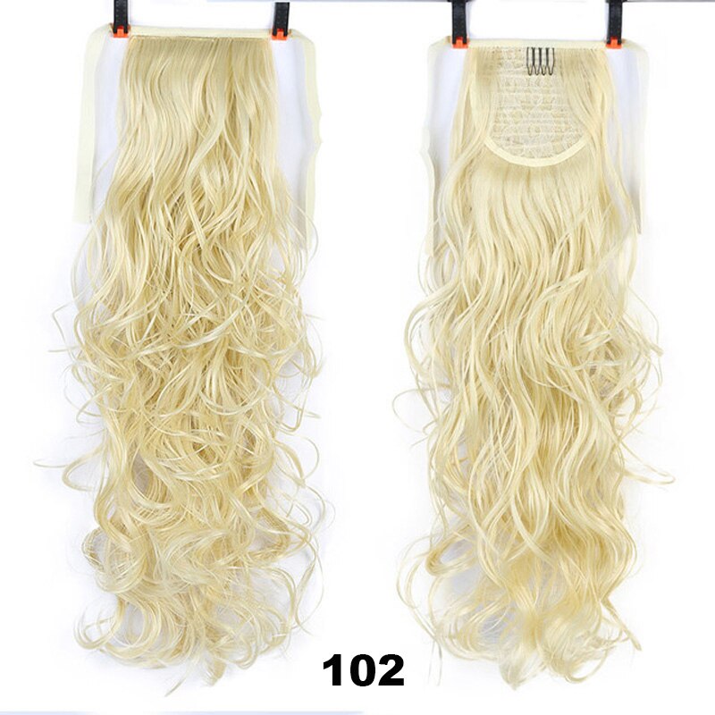 Natural Wave Pony Tail Fake Hair Extension Heat Resistant Synthetic Long Wavy Wrap Around Clip In Ponytail Hair