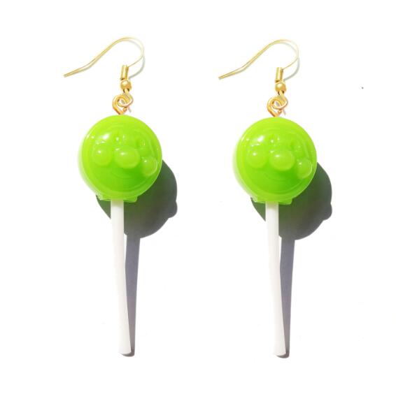 Resin Lollipop Drop Earrings Jewelry Custom Made Handmade Cute Cotton Candy