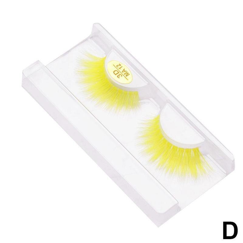 5D Colorful False Eyelashes Faux Mink Lashes Color Pink Blue Yellow Green Fake Eyelash Fluffy Soft Cilias Halloween Eye Makeup