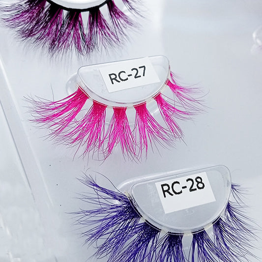 1pair Transparent stem Colored Mink Lashes 15mm-25mm False Eyelashes Soft Tousled 3D Spectacular Long Natural Mink
