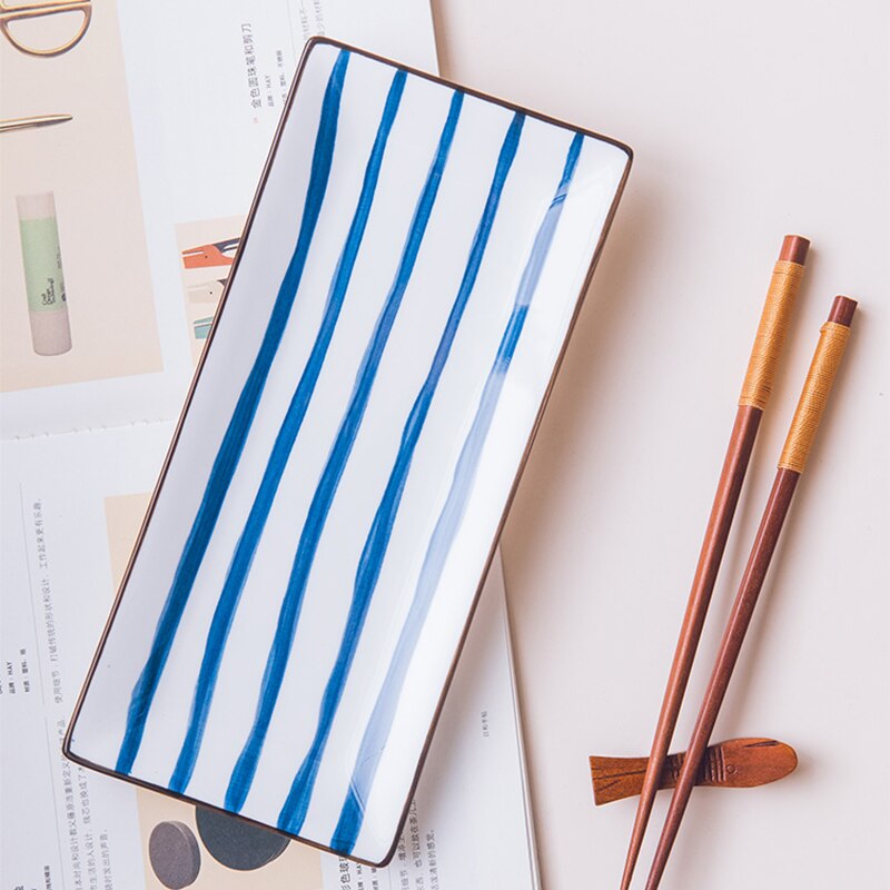 Rectangular Japanese Style Ceramic Dinner Plate Steak Dessert Sushi Porcelain Plates Dining Tableware Set
