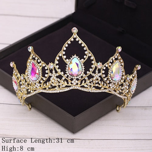 Bridal Crown Golden Wedding Hair Accessories Crystal Rhinestone Bride Wedding Tiaras and Crowns Headpiece Diadema Hair Ornament