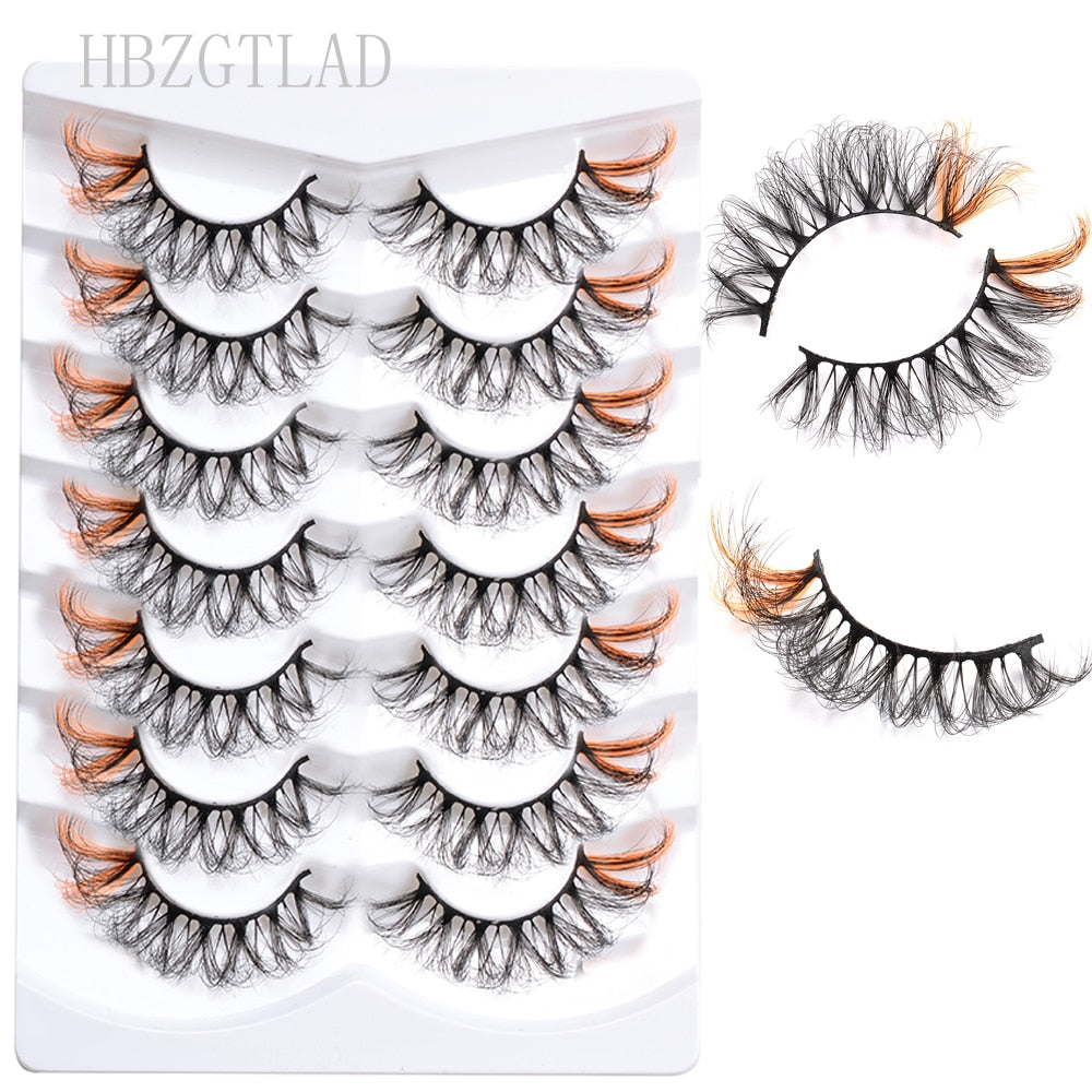 7pairs Colored Lashes 22 Styles 3d Mink Lashes Dramatic Colorful Natural Eyelashes Extension Fake Eyelashes