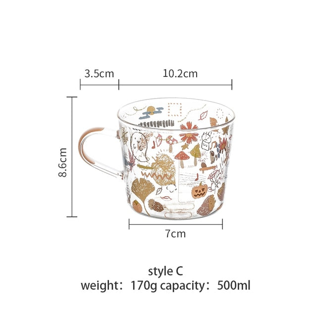 Cartoon Flower Coffee Mug Glass Water Cup Handgrip Milk Breakfast Drinkware Cup