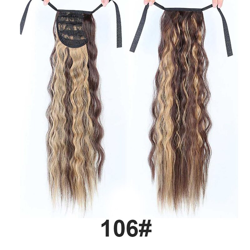 Natural Wave Pony Tail Fake Hair Extension Heat Resistant Synthetic Long Wavy Wrap Around Clip In Ponytail Hair
