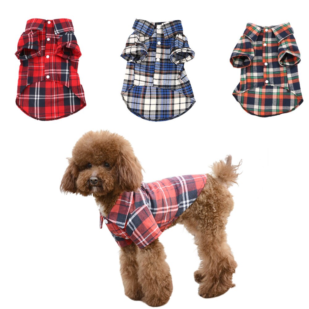Soft Cotton Short Sleeve Shirts Pet Dog Cat Kitten Clothes Puppy Kitten Clothing Plaid T Shirt