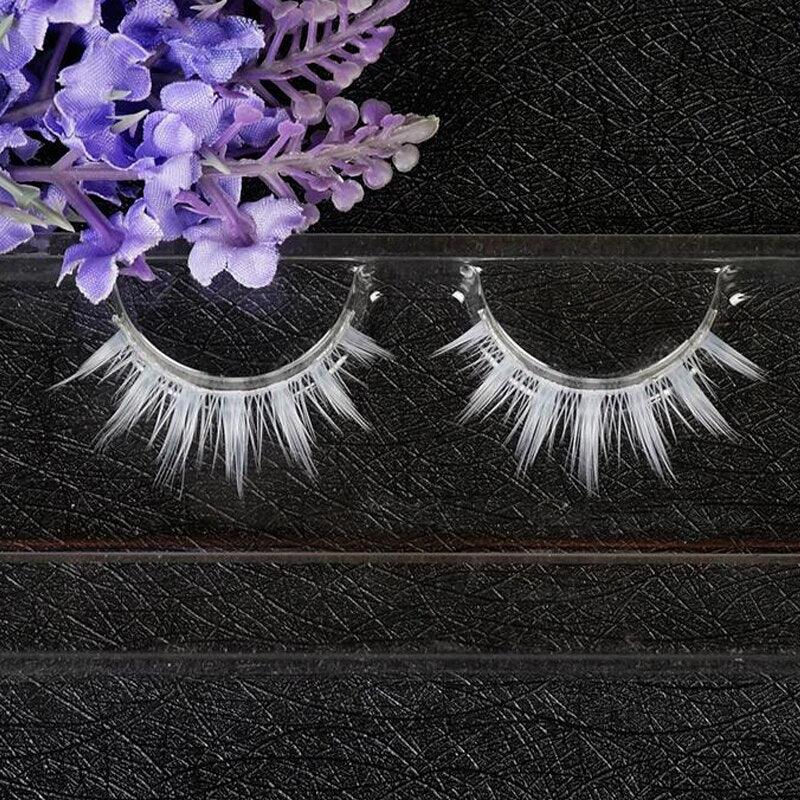 White Eyelashes Cosplay Makeup Natural Long Cross Strip False Eye Lashes