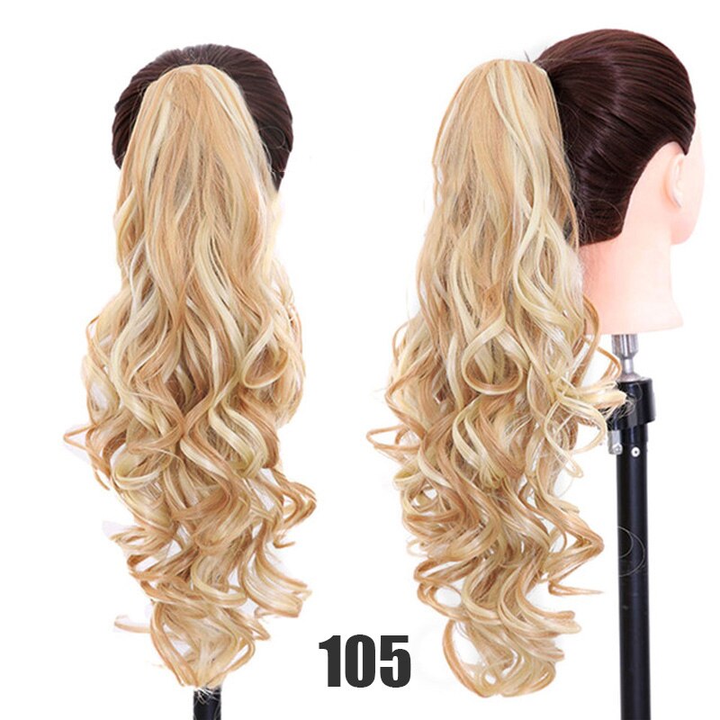 Synthetic 24inch Claw Clip Ponytail Extension Wavy Ponytail Long Straight Hair Ponytail Extension Clip Type Woman Wig