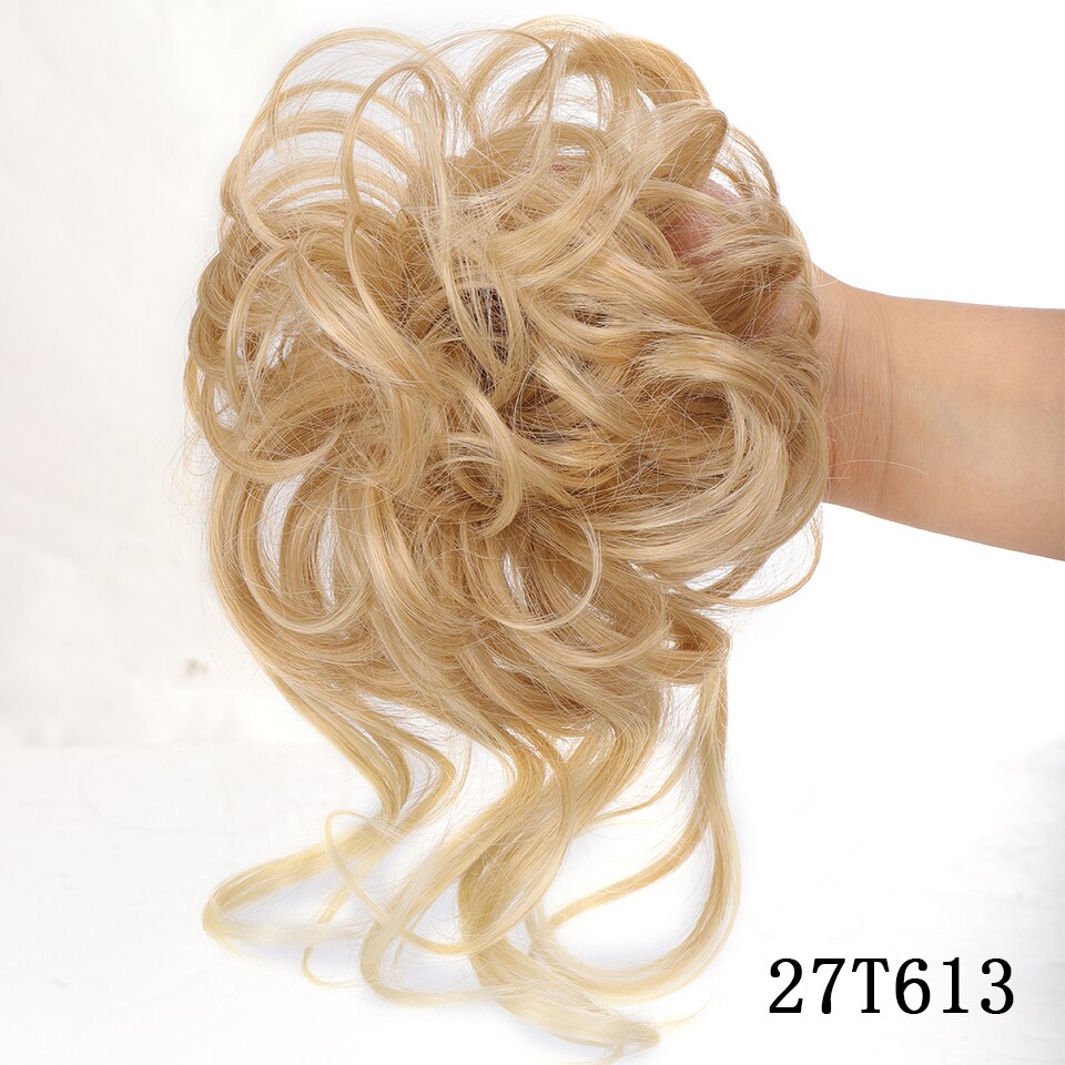 Synthetic Messy Chignon Donut Hair Bun Scrunchies Elastic Hair Rope Rubber Band Curly Hairpiece Black Brown False Hair
