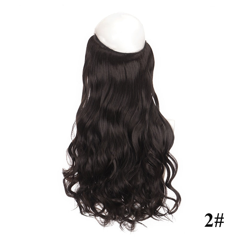 Invisible Wire No Clip One Piece Hair Extensions Secret Fish Line Hair Pieces Wave Straight Synthetic Fake 24 inch