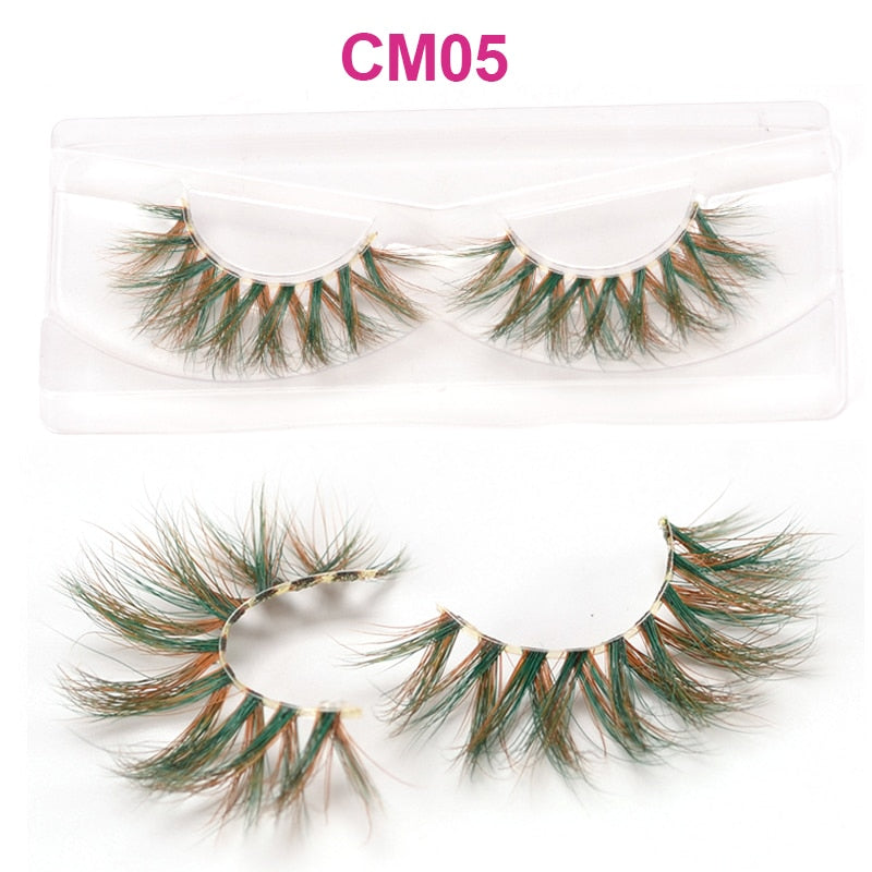 Pink Red Purple Colored Eyelashes Bulk Rainbow Eyelashes 100% 3D Real Mink Colorful Lashes