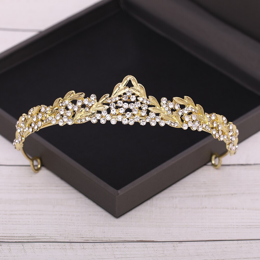 Bridal Crown Golden Wedding Hair Accessories Crystal Rhinestone Bride Wedding Tiaras and Crowns Headpiece Diadema Hair Ornament