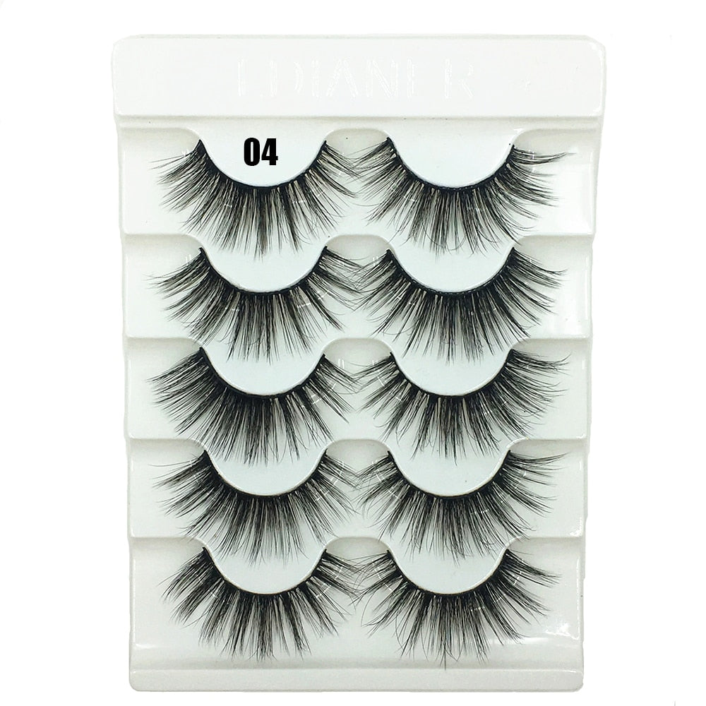 5 Pairs 3D Faux Mink Hair False Eyelashes Wispies Fluffies Drama Natural Long Soft Handmade Cruelty-free Black Lashes
