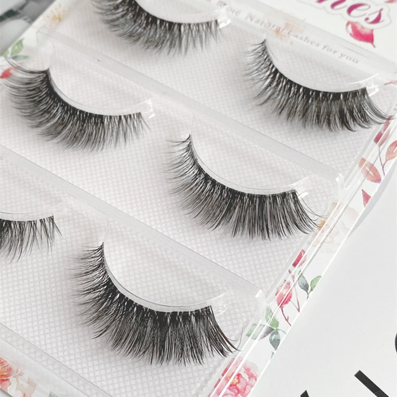 Transparent Terrier 3 Pairs 3D Mink EyeLashes False Lashes Thick EyeLash Lashes Natural Soft Fake EyeLashes