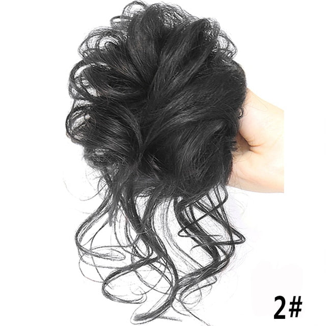 Synthetic Hair Bun Bands Blonde Black Messy Curly Chignon Donut Updo Scrunchies Fake Hair Pieces For Women Hair Extensions