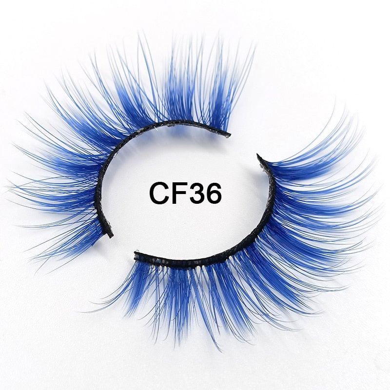Red Blue Purple Pink Mix 3D Faux Mink Colored Eyelashes Ombre Vegan Strip Lashes Natural Dramatic Fluffy Colourful Cilias Party