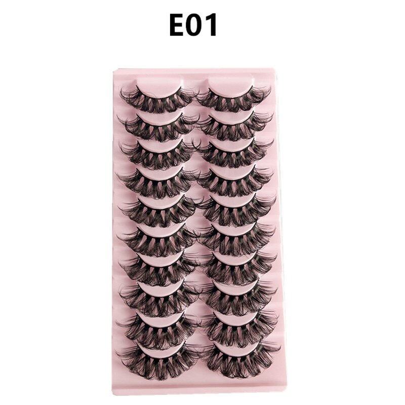 10 Pairs Faux Mink Lashes Natural False Eyelashes Fluffy Soft Wispy Dramatic Volume Lash Extension Wispy Long 3D