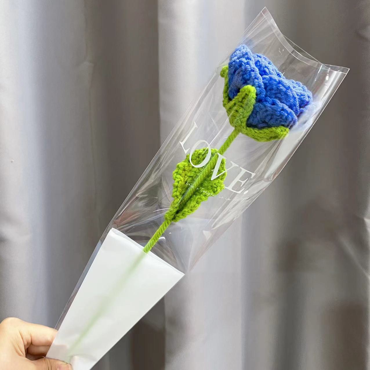 10pcs Hand-knitted Yarn Crochet Sunflower Bouquet Handmade Daisy Tulip Rose Decorative Home Creative Decorate