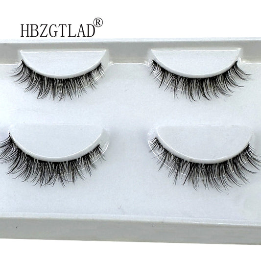 2pairs Clear Band Eyelashes Mink 3D Natural Long False Lashes Invisible Thin Band Eyelash Handmade