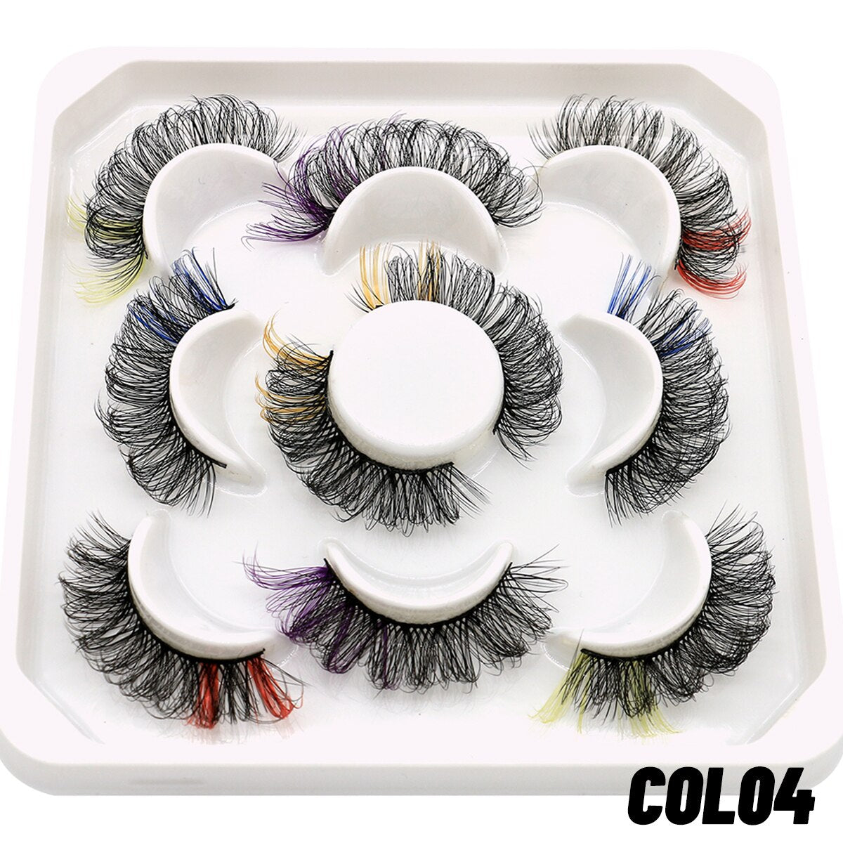 5/8pairs Colored Eyelashes Wispy Mink Lashes Natural Fluffy Cat Eye Lashes Strip 5D False Eyelashes