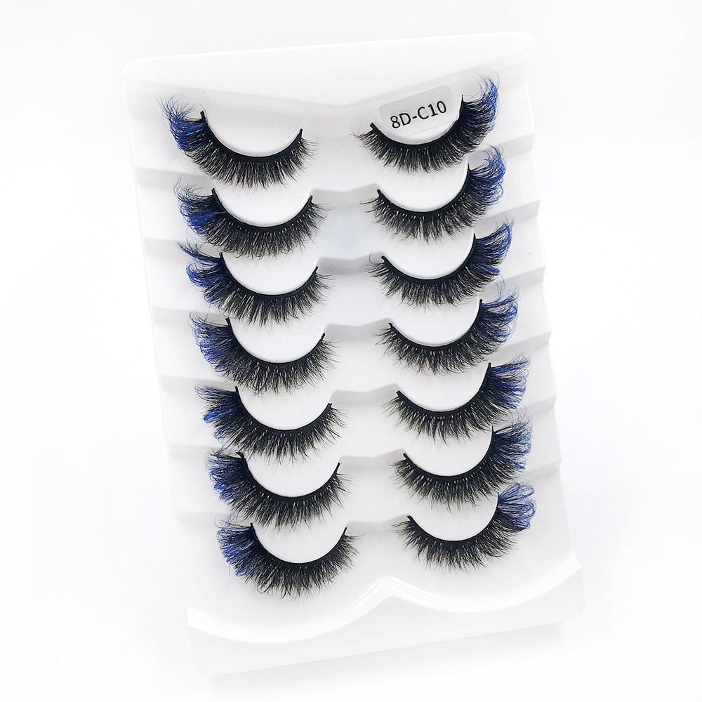 7pairs Colored Lashes 22 Styles 3d Mink Lashes Dramatic Colorful Natural Eyelashes Extension Fake Eyelashes