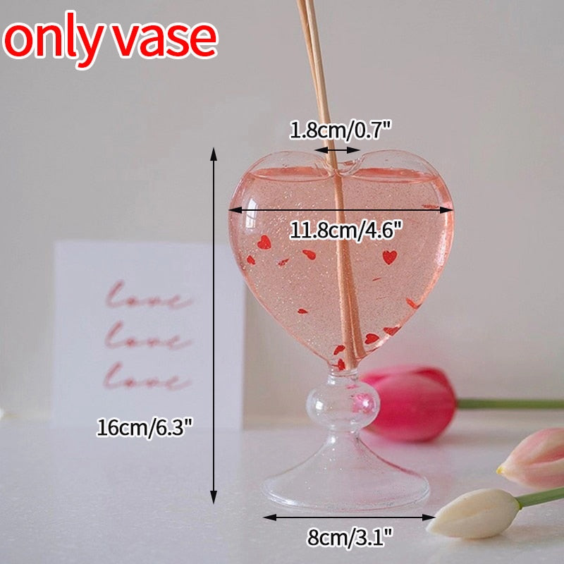 Creative Hydroponic Love Glass Vase Cup Decorative Utensils Aromatherapy Ornaments Photo Props Korean Style Cold Drink Bottle