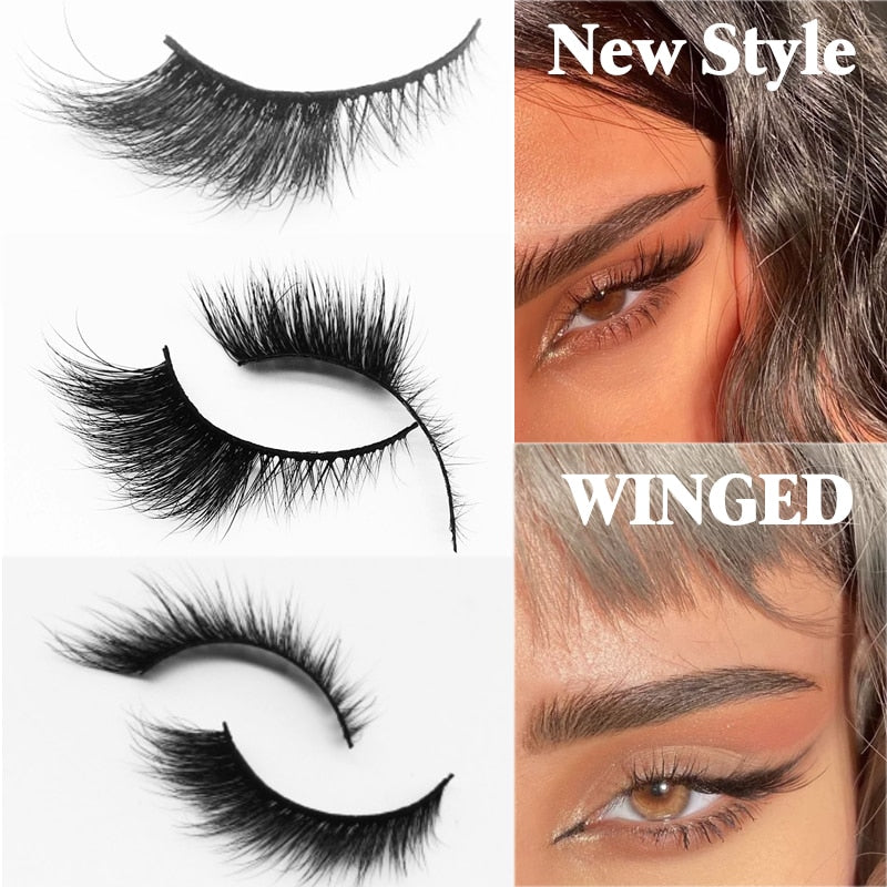 Handmade Mink Eyelashes 3D Curl Winged Natural Realistic Messy End Eye Elongated Thick False Eyelashes Soft Fake Eyelashes