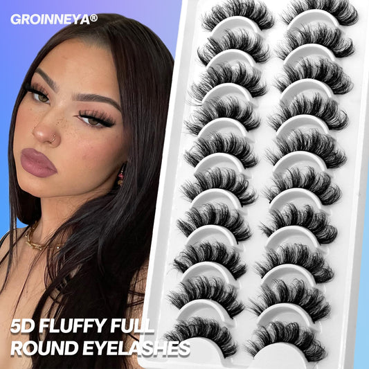 5/10 pairs 3D Mink Lashes Faux Mink Fluffy Lash Soft Full Thick Wispy Eyelash Dramatic False Eyelashes
