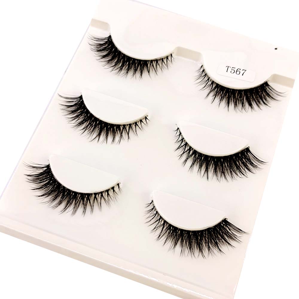 Transparent Terrier 3 Pairs 3D Mink EyeLashes False Lashes Thick EyeLash Lashes Natural Soft Fake EyeLashes