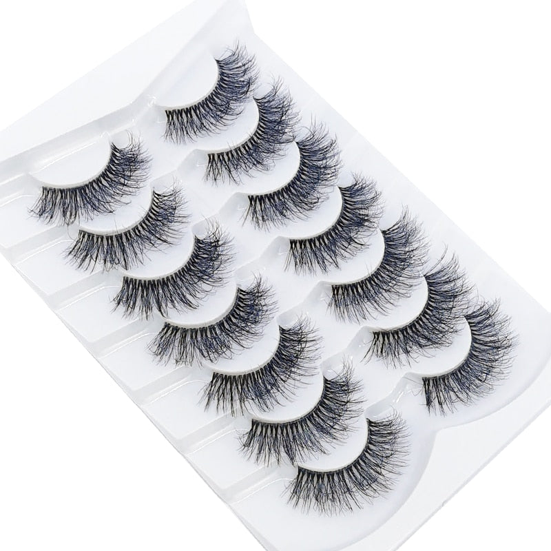 4/7 Pairs 3D Mink Lashes Natural Long Full Strip Lashes Transparent Short Mink EyeLashes Style False Eyelashes