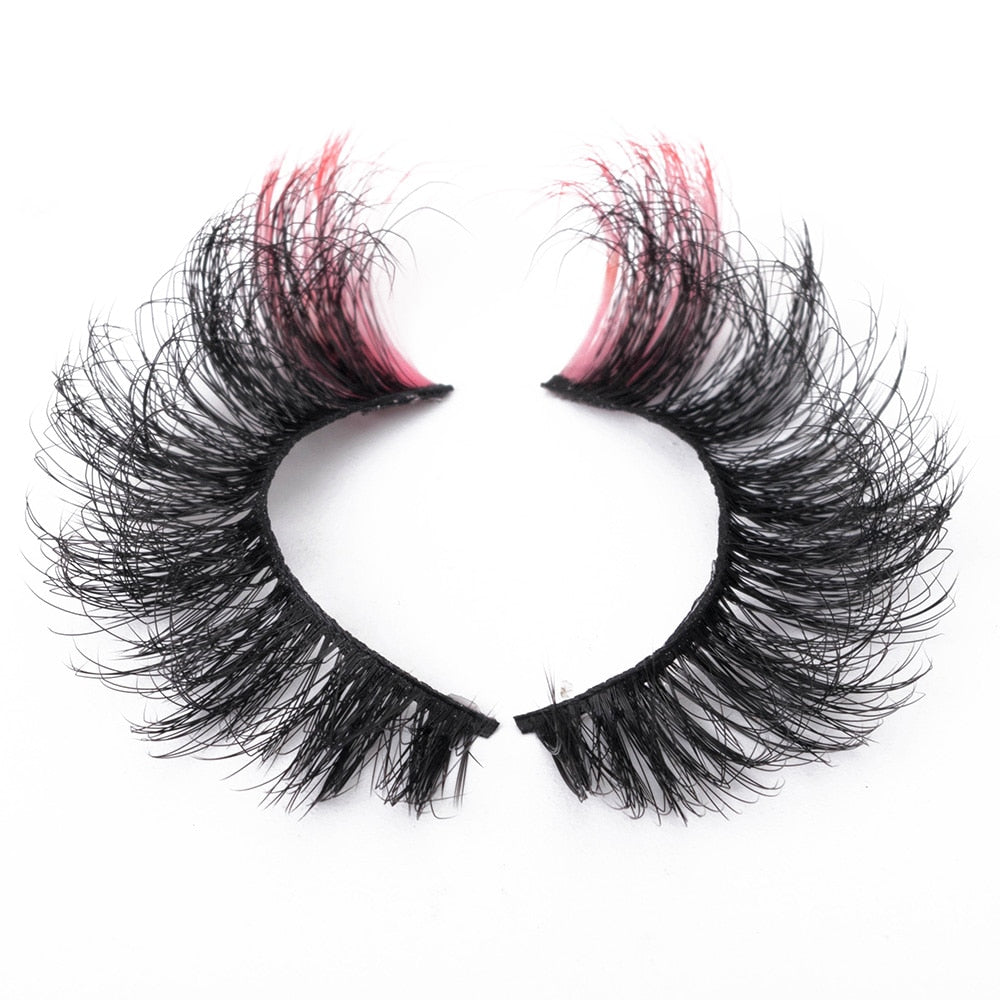 Color False Eyelash Fluffy Lashes Dramatic Messy Long 3d 5d Mink Lashes Mixed Colored Faux Cils