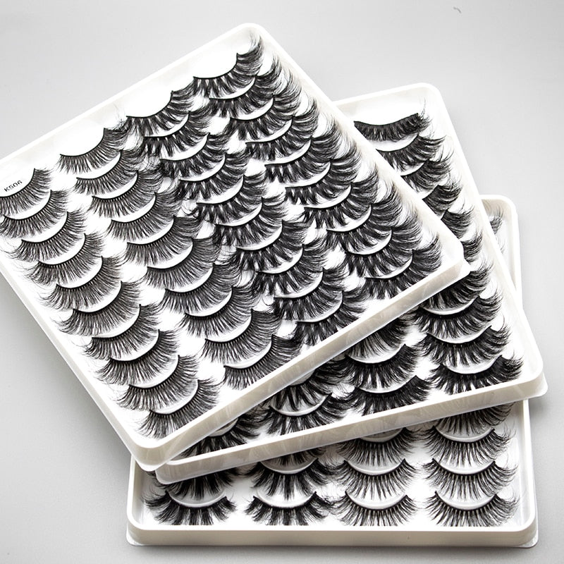 20 Pairs Mink Fluffy Lashes Eyelash Extension Natural False Eyelashes Dramatic Volume Lashes Reusable Lashes