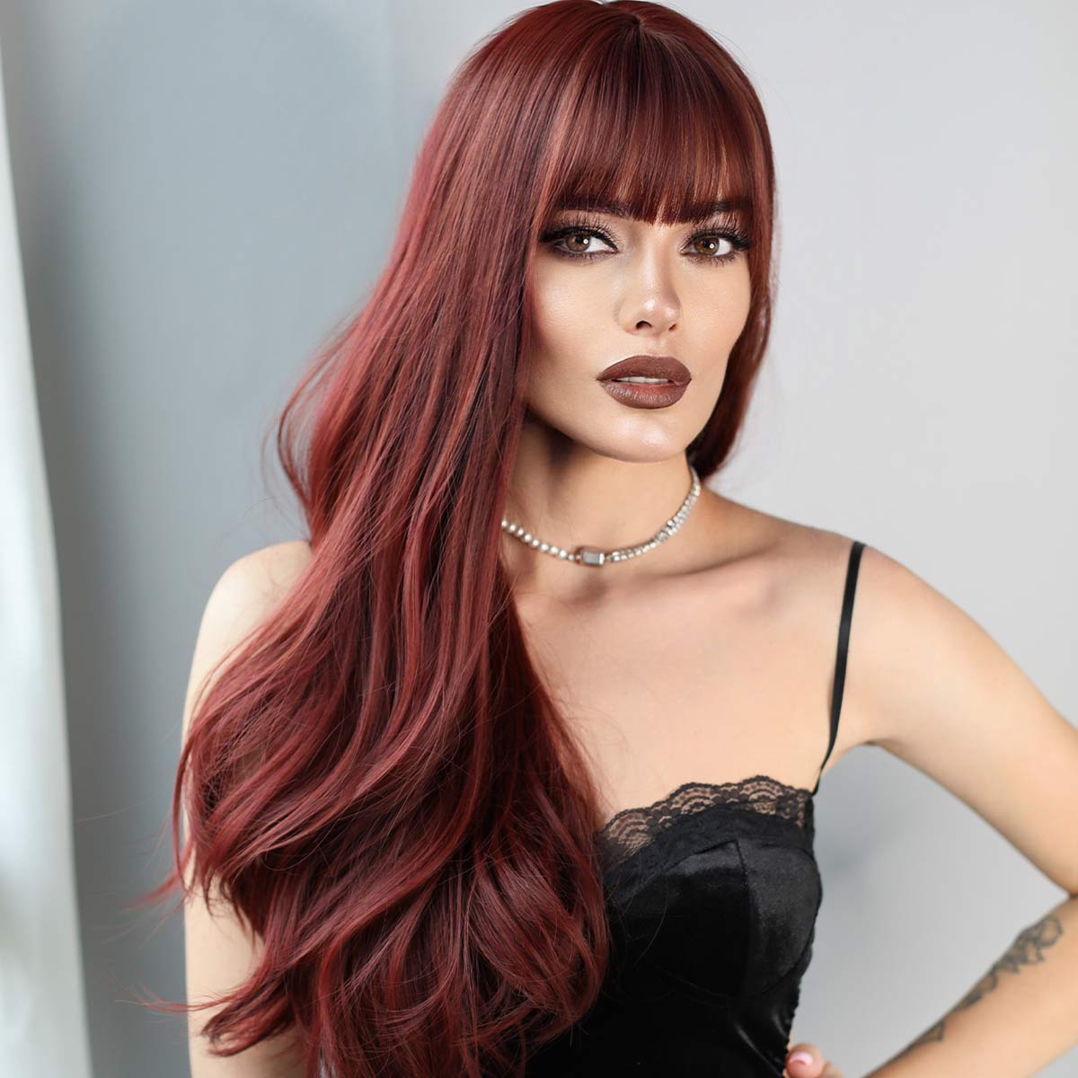 Synthetic Wigs for Women Long Wavy Ombre Red Wig Heat Resistant Natural Cosplay Party Wigs Cosplay Party Lolita Wigs