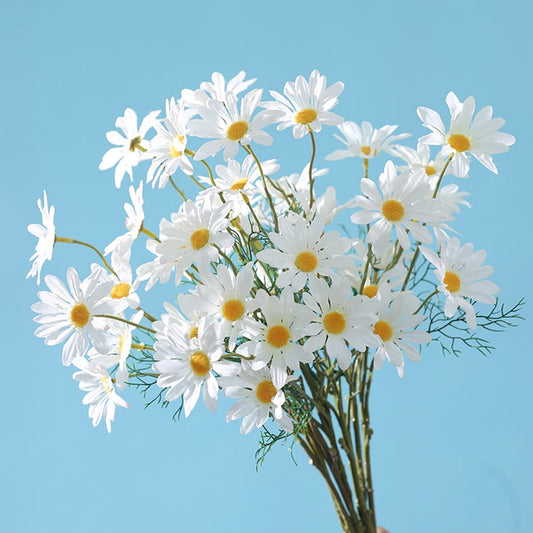 5 Heads White Daisies Long Branch Bouquet Family Party Wedding Decoration Bridal Silk Artificial Flower