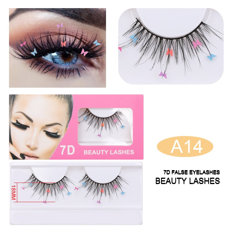 7D Mink Sequins False Eyelashes Peach Heart Glitter Stickers Extension Curler Natural Eye Lashes
