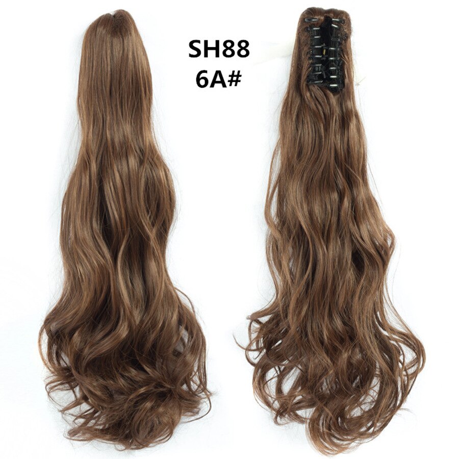 Synthetic Claw Clip Ponytail Extension Wavy Ponytail Long Straight Hair Ponytail Extension Clip Type Ladies Wig