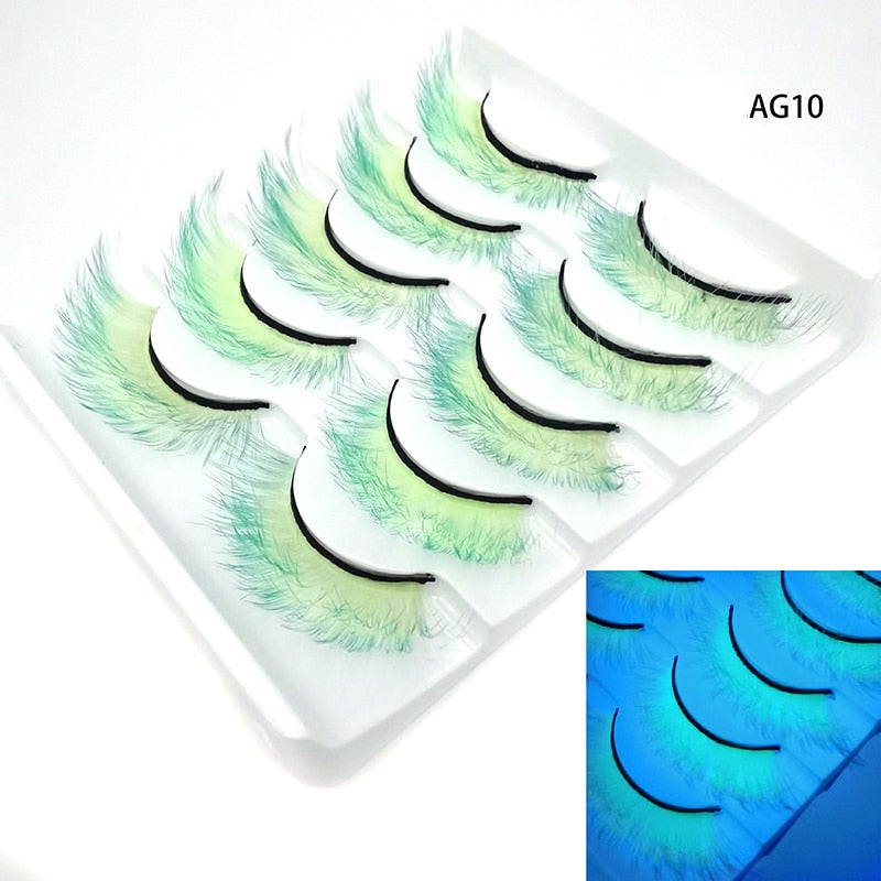 Gradient Color False Eyelashes 5pairs 3D Faux 100% Mink Fake Lashes Hair Fluffy Soft Lash Extension Reusable