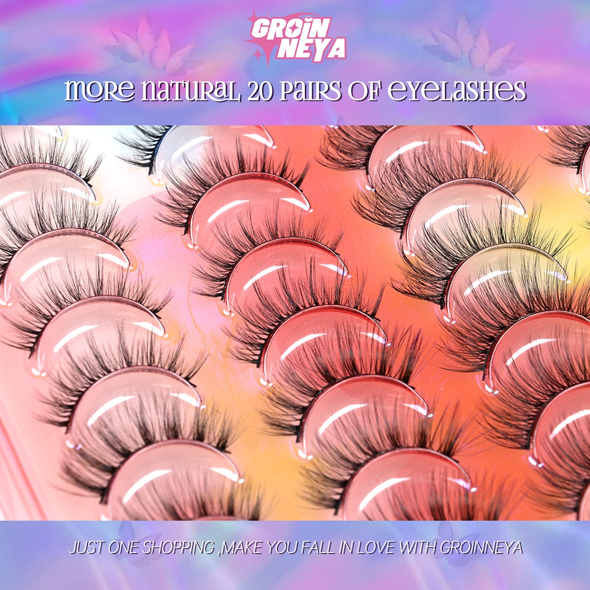 20 pairs Eyelashes Natural False Lashes 3D Manga Lashes y2k Winged Natural Realistic Cat Eye Eyelash Extension