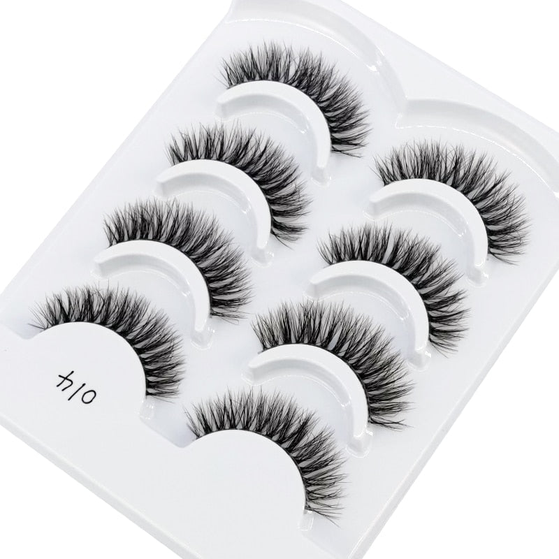 4 pairs 3D mink lashes natural long invisible thin band fake lashes curl transparent soft eyelashes