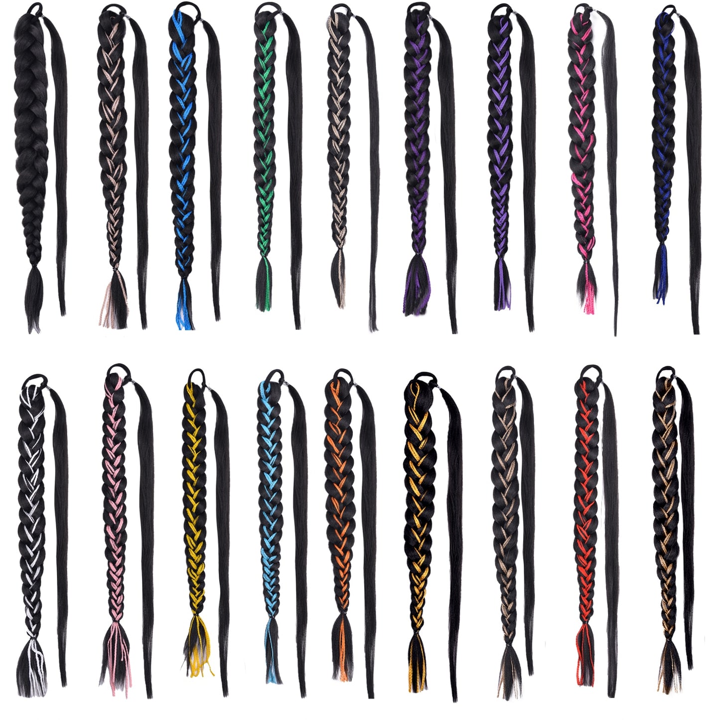 Synthetic Heat Resistant Braided Fishtail Fishbone Drawstring Ponytail Hairpiece Blonde Hair Extensions For Woman