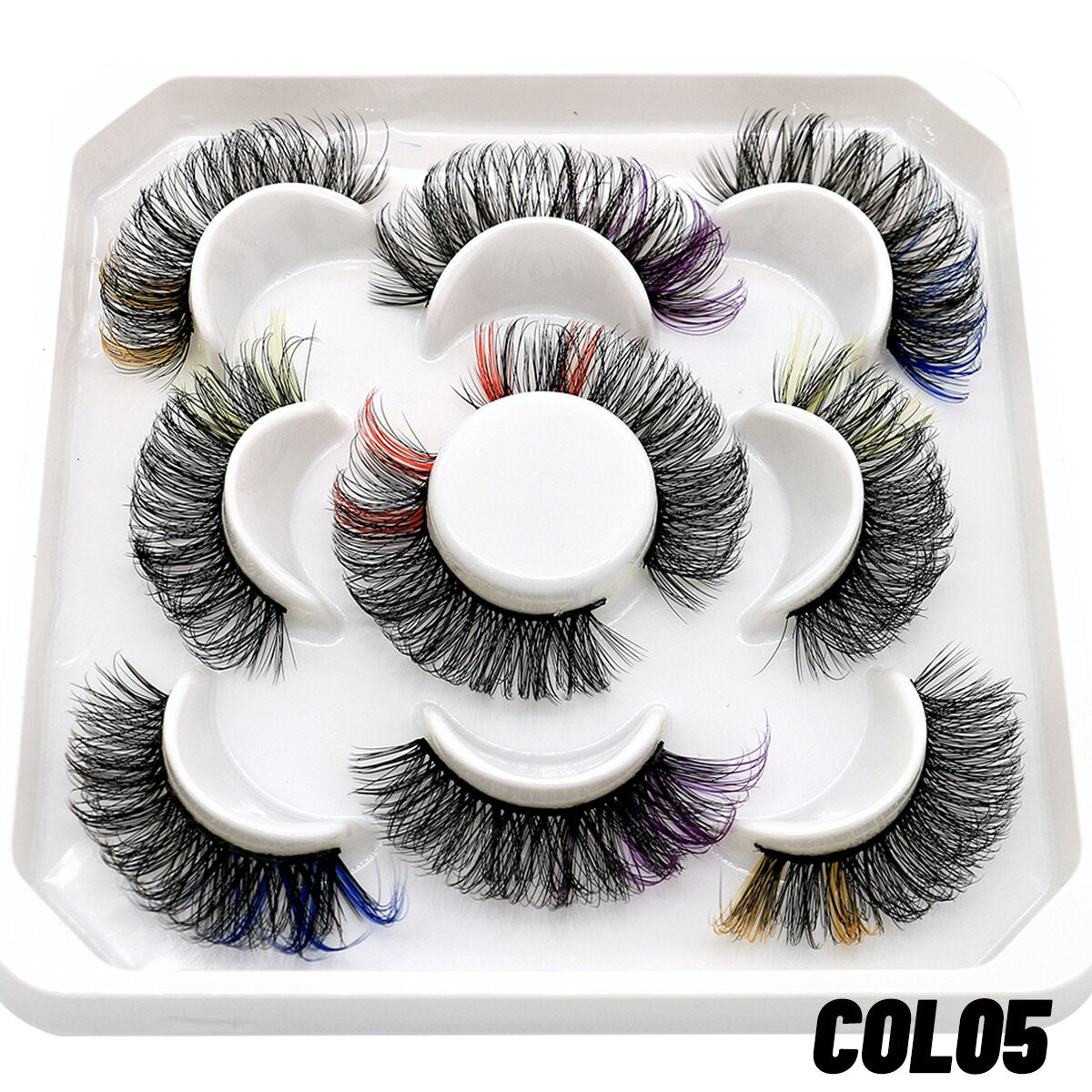 5/8pairs Colored Eyelashes Wispy Mink Lashes Natural Fluffy Cat Eye Lashes Strip 5D False Eyelashes Extension