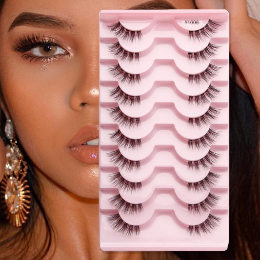 Faux Cils 5/10 Pairs Half Lashes Cat Eye Handmade Soft Fluffy Mink False Eyelashes Half Lashes maquillage