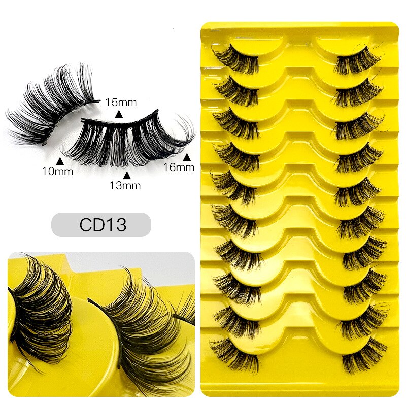 10pairs Half/full eye Mink Eyelashes Clear Band Eyelashes Crisscross Transparent Band False Eyelashes Dramatic Lashes Upper Lash