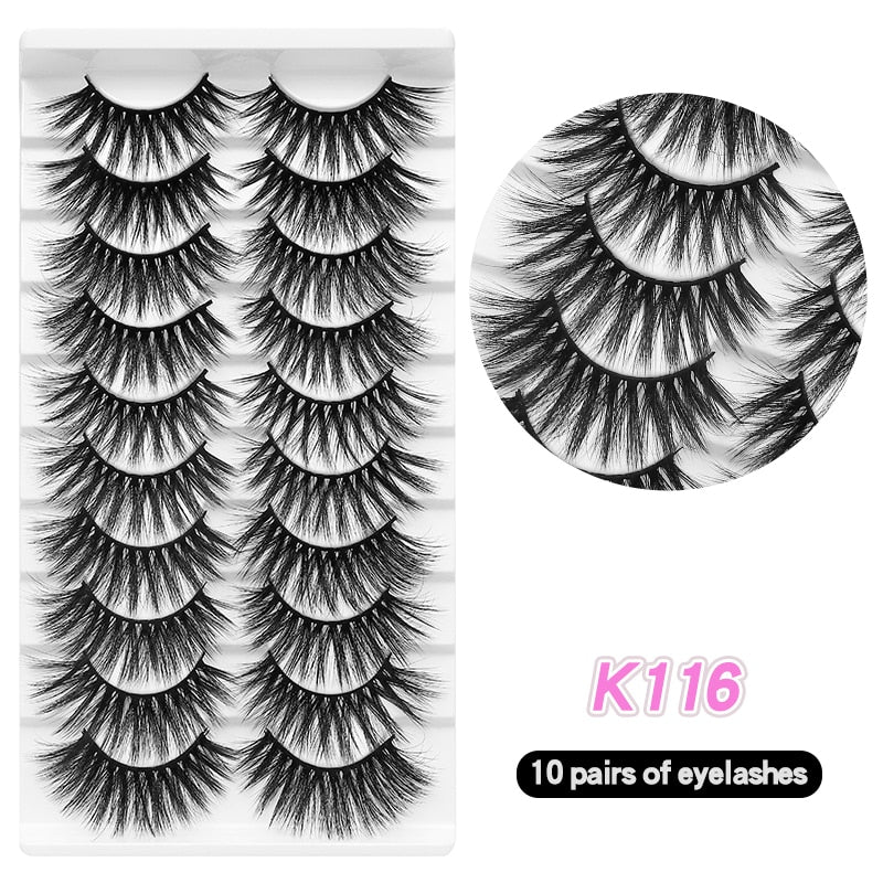 10Pairs Eyelashes Natural Long False Eyelashes Bulk Extension Individual Mink Lashes