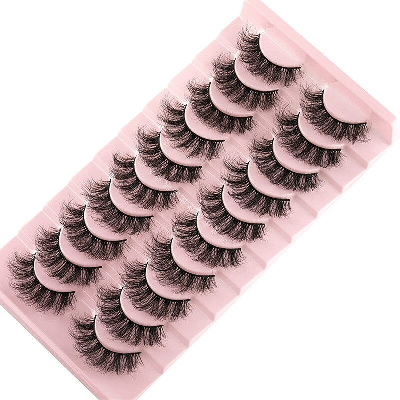 10 pairs Eyelashes 3D Natural False Lashes Fluffy Soft Cross Dramatic Lashes Wispy Natural Eyelashes Extension